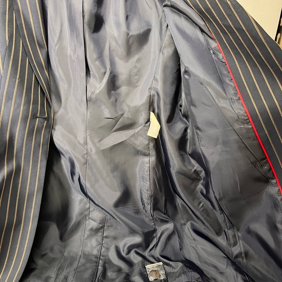 Tommy Hilfiger Navy and Brown Pinstripe Blazer - Picture 6 of 7
